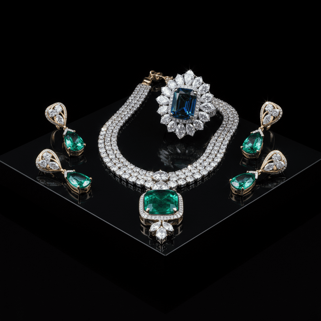 Premium jewelry collection with diamond details