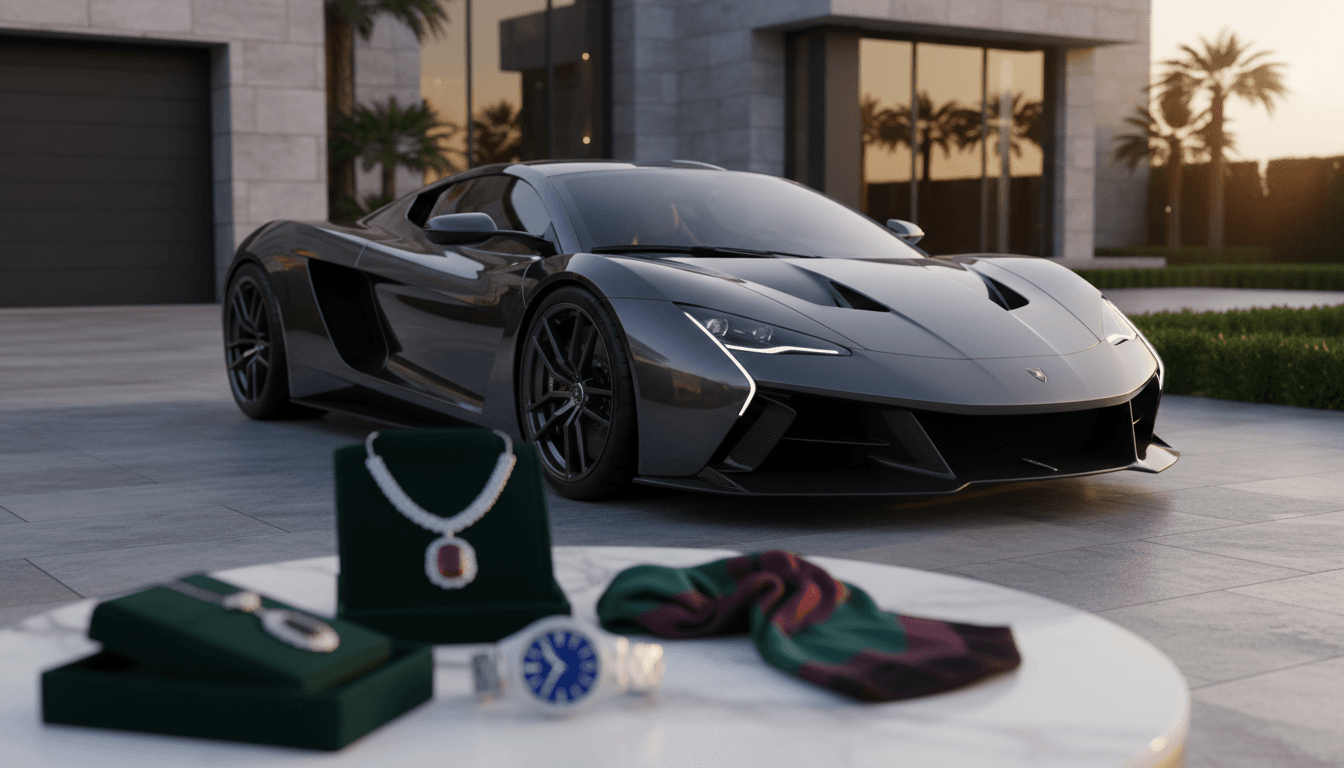 Exotic luxury car parked in front of a modern mansion at sunset, representing Hickerson Exotic and Luxury rental's premium offerings in Murrieta