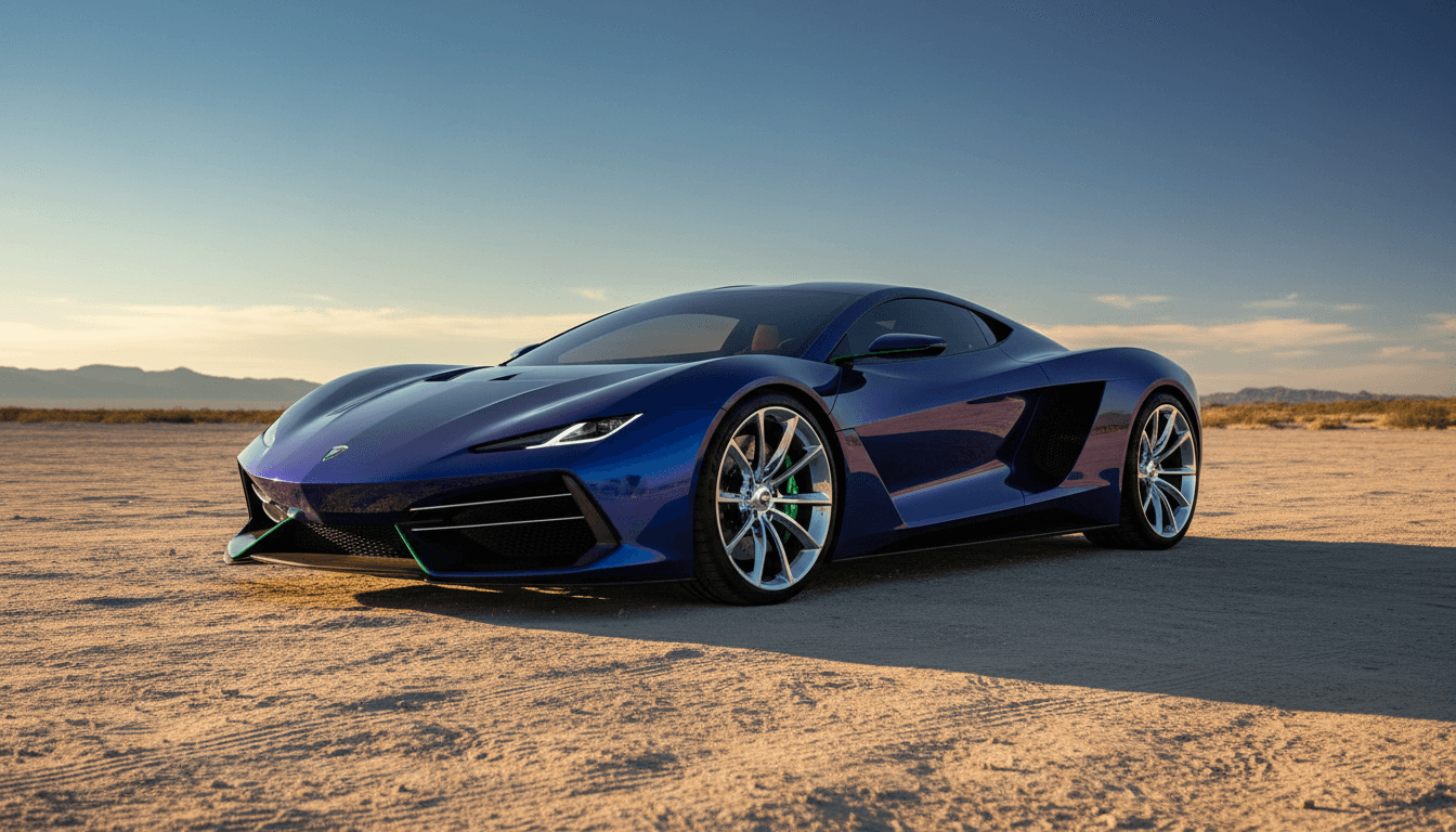 Exotic supercar in bright daylight showing premium design and glossy finish
