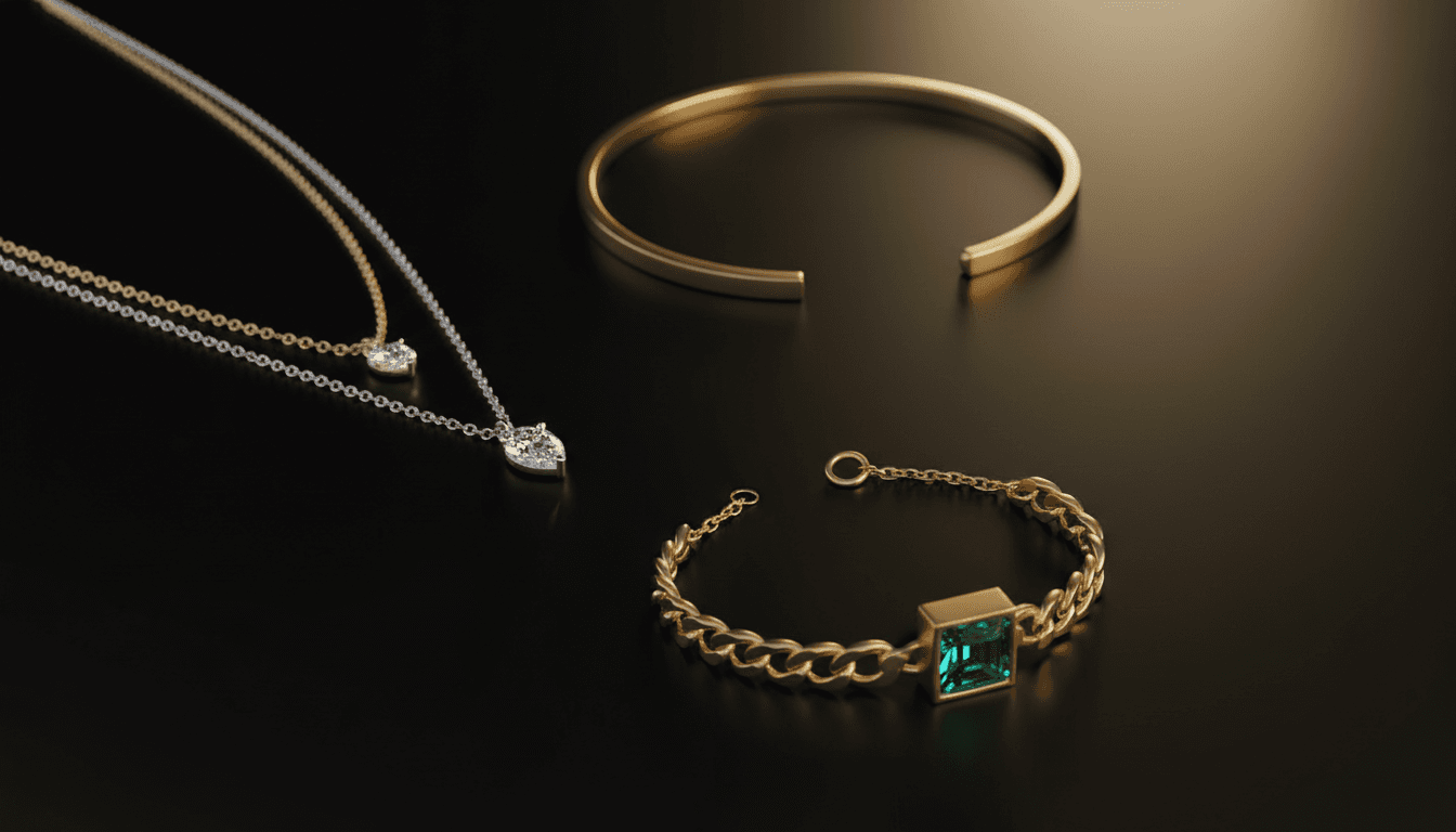 Fine jewelry collection with selective focus on gemstones