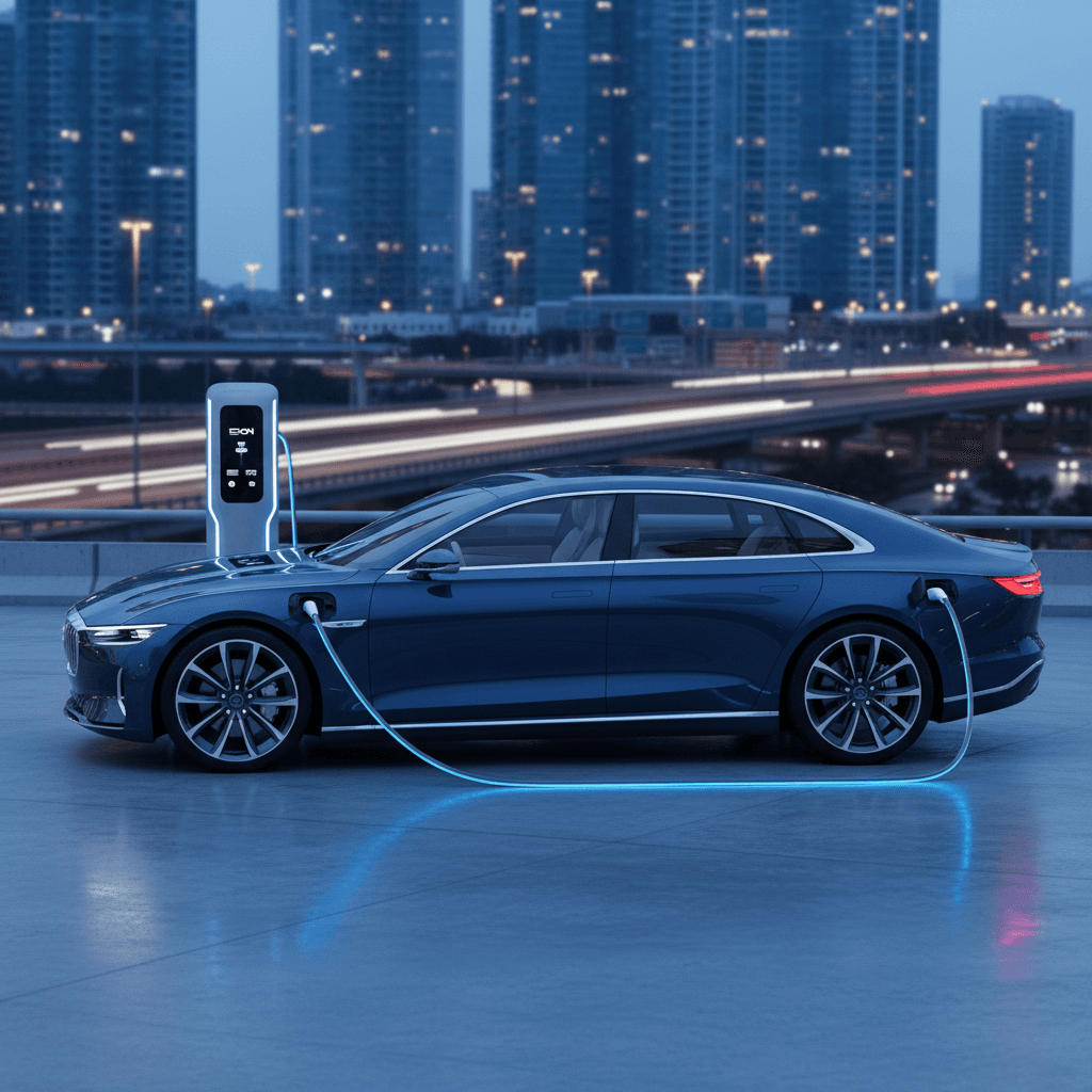 Electric vehicle at charging station